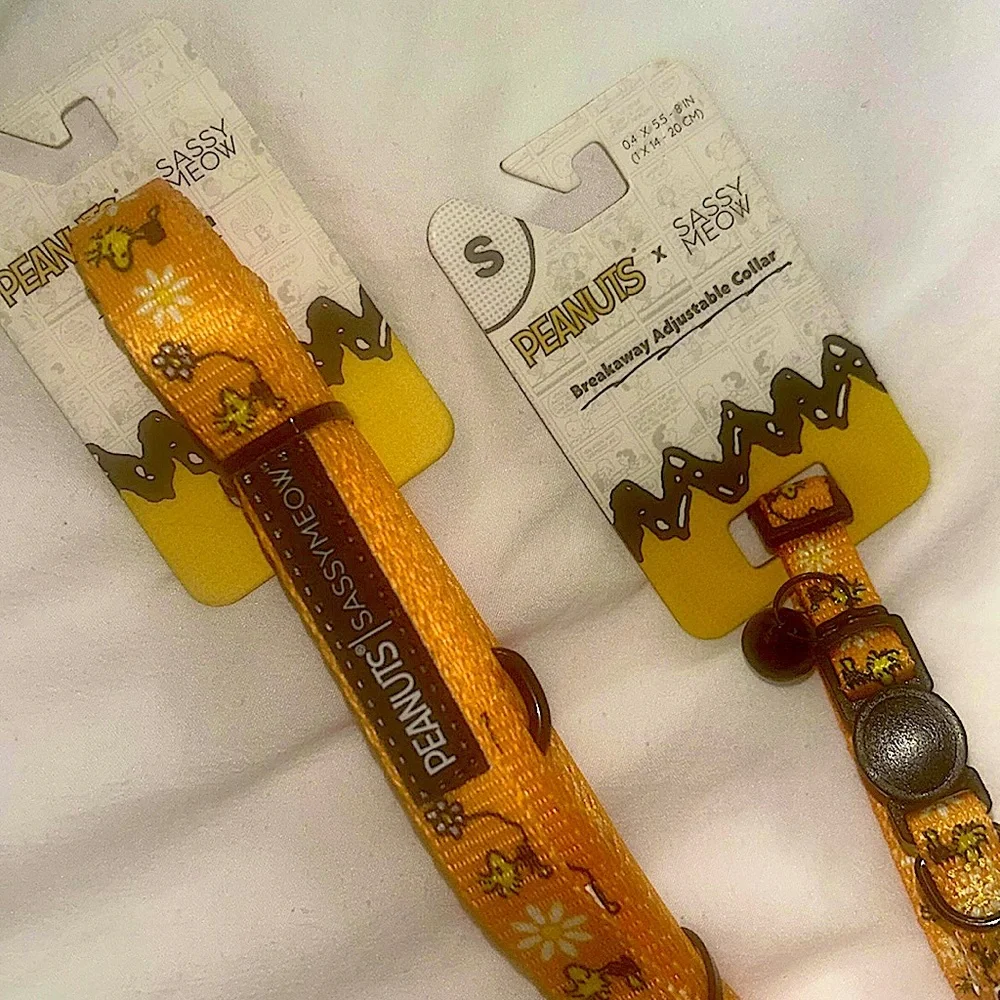 Sassy Meow Peanuts Woodstock Cat Collar (S) and Matching Leash 6ft